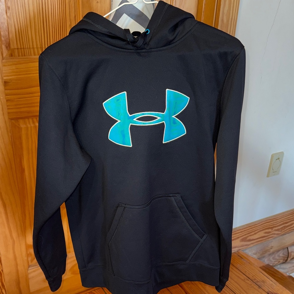 Under Armour Black Hoodie with Teal Logo